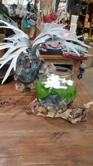 aquarium bowl on wood