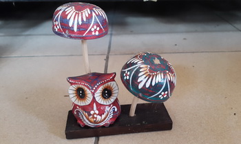 owl wood statue, wooden owl sculpture