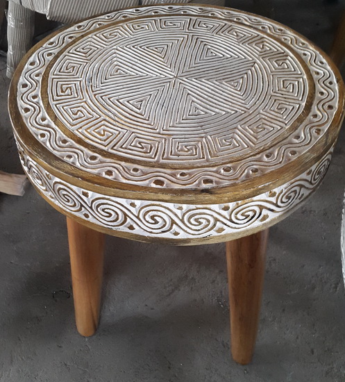 tribal wood stool